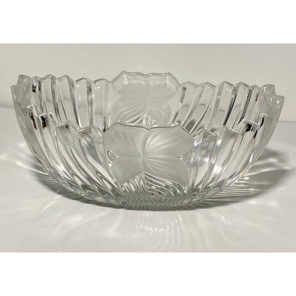 Vintage Mikasa Crystal Oval Candy Dish Bowl Frosted Bows 7"